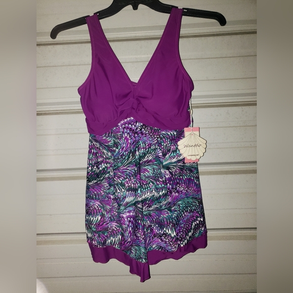 Size Medium new Purple swimdress swimsuit swim dress one piece - Picture 4 of 4